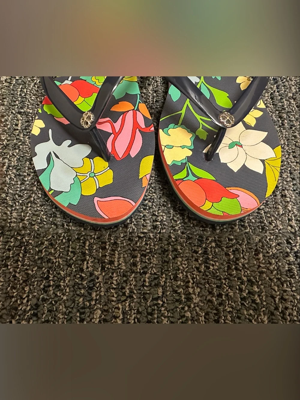 kate spade Floral Flip Flop Sandals - Navy Straps with Multicolor Print